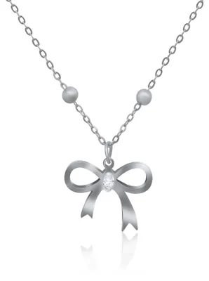 Produktbild von Gilieyer Glänzend Schleife Halskette Anhänger, Kette Damen Gold Silber Schleifen
