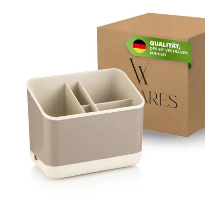 Immagine prodotto di Cestino portaposate per forchette, coltelli e cucchiai, scolaposate, portaposate, scolaposate, portaposate per lavello, 5 scomparti con scolaposate (beige)