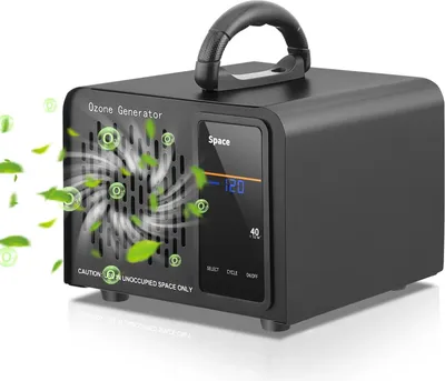 Zdjęcie produktu dla Generator ozonu – przemysłowy ozonizator – 60 000 mg/h – 120-minutowy timer – ekran dotykowy – zasięg 400 m² – do samochodu, domu i zwierząt domowych – czarny