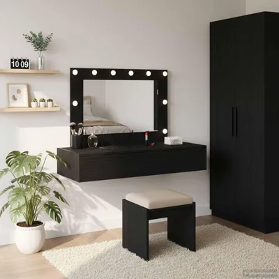 Produktbild von "2026 Promotion" Schminktisch mit Spiegel Schwarz 100x40x70 cm Holzwerkstoff - Schminktische CC32447