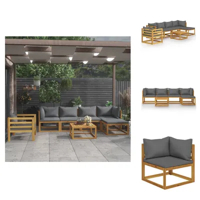 Image de vidaXL Ensemble de salon de jardin 7 pièces avec revêtement en bois massif d'acacia - Ensembles de meubles de jardin