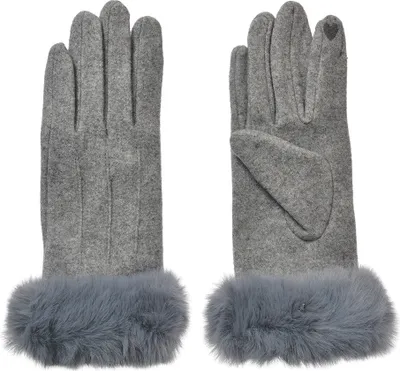 Produktbild von Juleeze Damen Winterhandschuhe Grau Touchscreen Kunstfell Warm 9x23 cm
