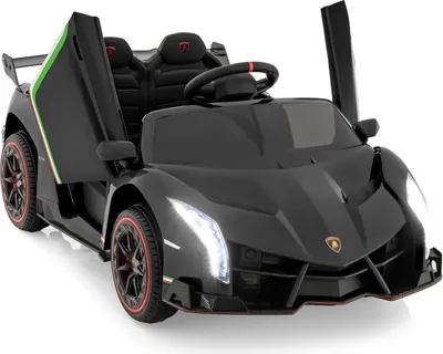 Produktbild von GOPLUS 12V Lamborghini Elektroauto mit 2,4G-Fernbedienung, Kinderfahrzeug mit helle LED-Leuchten, Hupe & hydraulischer Türen, Elektrofahrzeug mit Musik & MP3 (Schwarz)