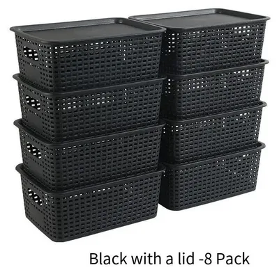 Image de Ensemble de 8 boîtes de rangement en plastique avec couvercles