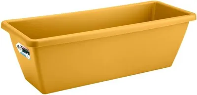Image de Jardinière Barcelona 40cm Jaune Miel Design Moderne, Couleur Vive, Plastique Recyclé - Elho