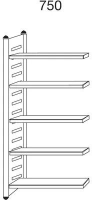 Zdjęcie produktu dla Półka, wysokość 2200 mm, szerokość 750 mm, głębokość 600 mm, 5 półek
