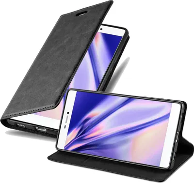Obrázek produktu pro Cadorabo Case for Huawei P8 Protective Cover in Black Pouzdro na mobilní telefon s magnetickým zavíráním