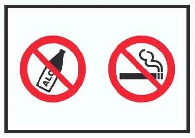 Produktbild von Schild Alkohol Rauchen verboten Symbol A4 Rückseite selbstklebend