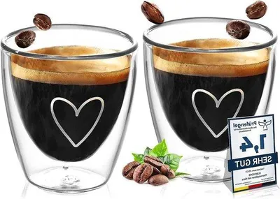 Produktbild von Famanu Espressotassen Set 2 Stück 80 ml Doppelwandig Glas ohne Henkel