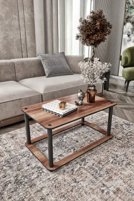 Produktbild von Skye Decor, Hochwertiger Couchtisch, Walnuss, 70 x 38 x 42 cm | 100% MDF, Komprimierte Kraftbeine | Moderner, industrieller Stil für Ihr Zuhause, elegant und funktional.