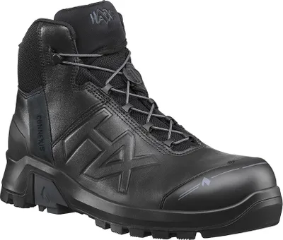 A black Haix CONNEXIS Safety+ GTX LTR mid boot.