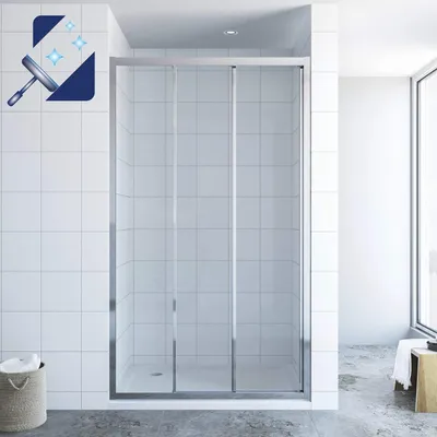 Produktbild von Duschabtrennung 120x195 cm 3-teilige Schiebetür Duschwand aus 6 mm ESG Nano-Sicherheitsglas, Schiebetür Duschkabine für Nische geeignet