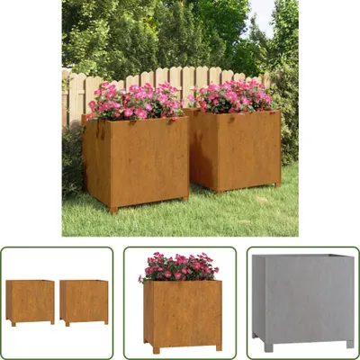 Zdjęcie produktu dla The Living Store Sadzarka z nogami 2 szt. Rdzawy 49x47x50 cm Stal corten