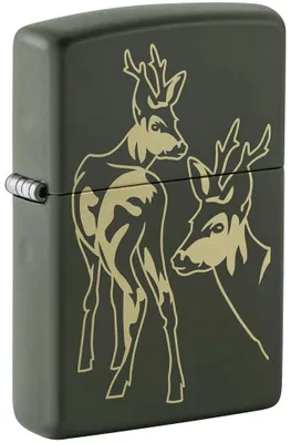 Produktbild von Benzinfeuerzeug Zippo Deer Design 60007921, Green Matte, windfest