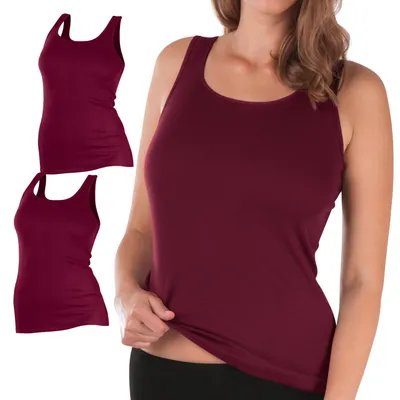Produktbild von Celodoro Damen Unterhemd (2 Pack) Trägertop Feinripp - Bordeaux 32-34