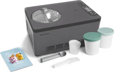 Produktbild von Springlane Eismaschine & Joghurtbereiter Elisa 2,0 L Anthrazit , Edelstahl mit selbstkühlendem Kompressor 220 W inkl. Aufbewahrungsbehälter 2er-Set mint