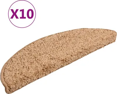 Produktbild von vidaXL Stufenmatten 10 Stk. 56x17x3 cm Beige Halbrund