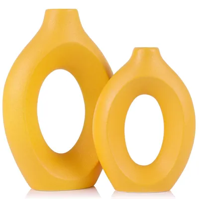 Imagen del producto de Juego de 2 jarrones amarillos para flores