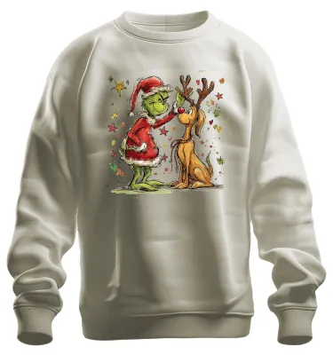 Produktbild von Grinch Max Hund Weihnachten Rentier lustig Geschenk Sweatshirt Pullover, Natur, XXL