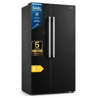 Produktbild von Heinner HSBS-M548NFINVBKE++ Side-by-Side Kühlschrank 548 L, No Frost, Inverter, Schwarz