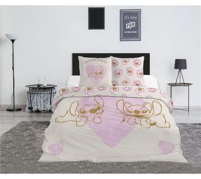 Produktbild von Disney Stitch & Angel Bettwäsche-Set für 135-cm-Bett – Bettbezug 240 x 220 cm mit Kissenbezug