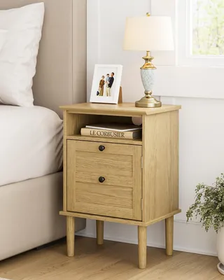 Produktbild von Nachtschrank mit Tür, 29 x 39 x 60 cm, helle Eiche, für Schlafzimmer