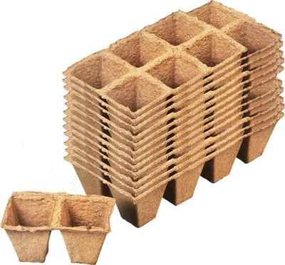 Productafbeelding van Famanu biologisch afbreekbare zaadkweekbakjes, set van 96 - 3,5 x 3,5 cm - torfvrije zaadkweekbakjes gemaakt van cellulose