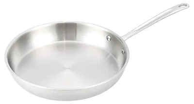 Productafbeelding van Koekenpan 30 cm - Braadpan van roestvrij staal - 3 lagen - Hittebestendig handvat - Met deksel - Zilver