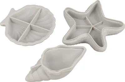 Produktbild von Rayher Silikon Gießformen Set Seestern+Muscheln, Dekoschalen, 3tlg.