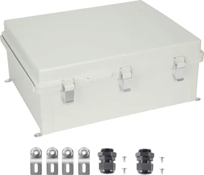 Zdjęcie produktu dla Skrzynka przyłączeniowa SucceBuy do użytku zewnętrznego, 13,78 x 9,84 x 5,90, obudowa z tworzywa ABS z pokrywą na zawiasach, zatrzask ze stali nierdzewnej, wodoodporna i pyłoszczelna IP67 do użytku elektrycznego na zewnątrz