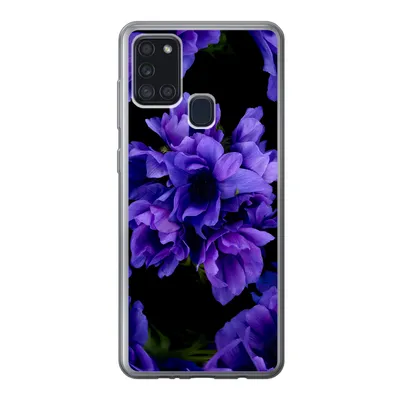 Produktbild von MuchoWow® Handyhülle Schutzhülle Hülle für Samsung Galaxy A21s Muster - Blumen - Lila Silikon Softcase Handy Hülle - Hartschale