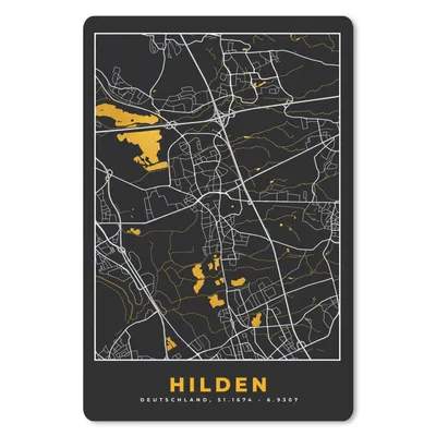 Produktbild von MuchoWow® Mauspad Mousepad Deutschland - Schwarz und Gold - Hilden - Stadtplan - Karte 18x27 cm - Mousepads - Maus Mat - Pad - Mausunterlage