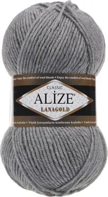 A ball of gray yarn with a label.