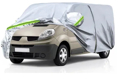 Zdjęcie produktu dla Pokrowiec ochronny na samochód Renault Trafic (długa wersja), lata produkcji 2010-2026, kolor srebrny, z zamkiem błyskawicznym i zamkiem