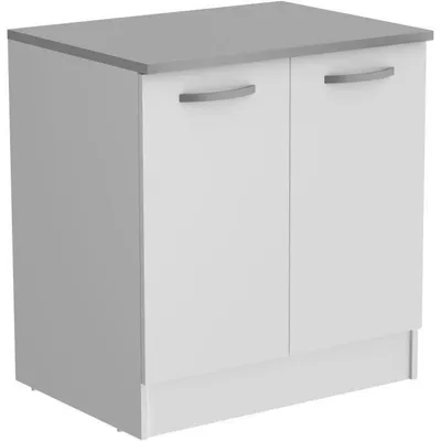 Image de Armoire basse avec 2 portes + plateau -Reproduction blanc - 80 x 60 x hauteur 86 cm