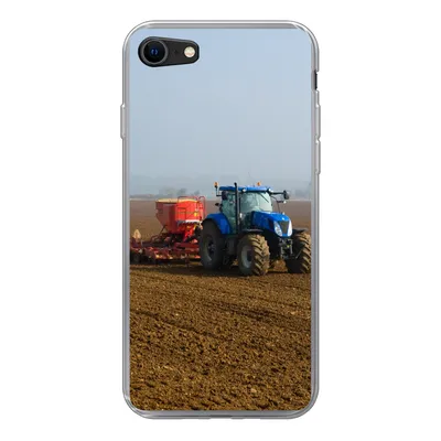 Produktbild von MuchoWow® Handyhülle Schutzhülle Hülle für iPhone SE 2022 Traktor - Blau - Nebel Silikon Softcase Handy Hülle - Schutzhülle