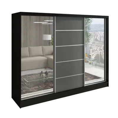 Produktbild von Schwebetürenschrank  TOP   3-türiger Kleiderschrank mit 3 Spiegeln, 3 Schubladen und Kleiderstangen – Funktionalität und Eleganz!