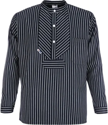 Produktbild von modAS Uni Finkenwerder Fischerhemd Basic Line – Hemd Seemann Skipper Fischer-Hemd gestreift aus Baumwolle mit breiten Streifen in Blau Größe L