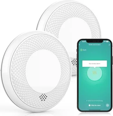 Produktbild von Smoke Co -Detektor kombinierter WLAN, Smart -Kombination Kohlenmonoxid -Detektor, genauer Sensor 10 -jähriges Batterie, Testknopf lauter 85 dB Alarm,