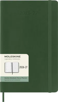 Produktbild von Moleskine 18 Monate Wochen Notizkalender 2026/2027, L/A5, 1 Wo = 1 Seite, rechts linierte Seite, weicher Einband, Myrtengrün