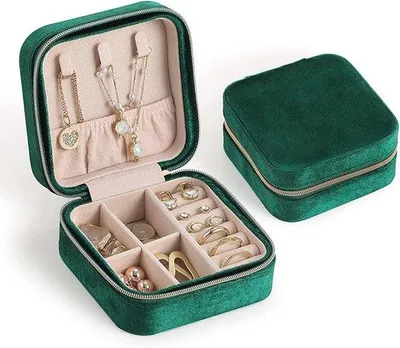 Produktbild von Damen Schmuck Box - Velvet Travel Schmuck Case für Ringe, Ohrringe und Armbänder