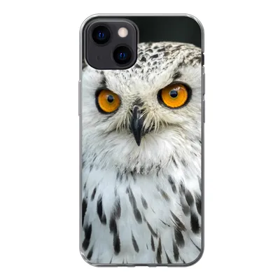 Produktbild von MuchoWow® Handyhülle Schutzhülle Hülle für iPhone 13 Eine braune Eule mit orangefarbenen Augen Silikon Softcase Handy Hülle - Karteninhaber