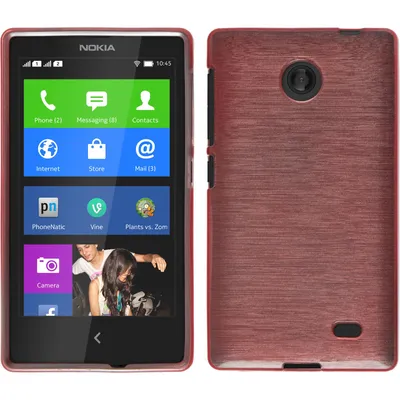 Produktbild von PhoneNatic Case kompatibel mit  Nokia X / X+ - rosa Silikon Hülle brushed + 2 Schutzfolien