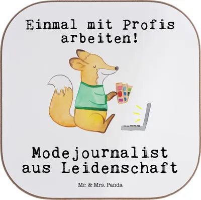Produktbild von Mr. & Mrs. Panda Untersetzer für Gläser Modejournalist Leidenschaft - Weiß - Geschenk, Ausbildung, gläseruntersetzer, Studium, Journalist, Reporter, Coaster, Spruch