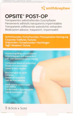 Zdjęcie produktu dla OPSITE Plaster pooperacyjny 6,5 x 5 cm, 5 szt. Opatrunki na rany