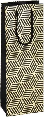 Zdjęcie produktu dla Torebka czarno-złota na butelkę wina 125x85x360mm K-421 SCZ