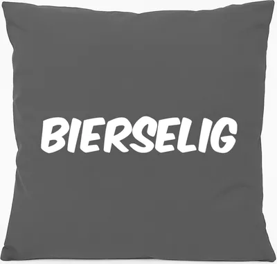 Produktbild von Huuraa Kissen Bierselig Schriftzug 40x40cm mit Füllung Steel Grey Baumwolle Dekokissen Geschenkidee