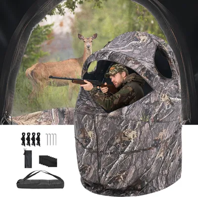 Produktbild von VEVOR Jagdzelt Jagdversteck für 1 Person, Bodenblenden mit Tragetasche, robustes Tarnzelt mit geräuschloser Reißverschlusstür & Fenster, Jagdunterstand für Schafe, Hirsche und Kaninchen