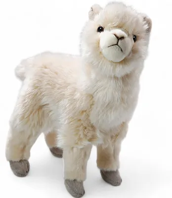 Productafbeelding van Carl Dick alpaca, beige, staand, ongeveer 21 cm lang en ongeveer 21 cm hoog, pluche knuffel, zachte knuffel, artikelnummer 3611