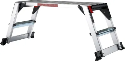 Zdjęcie produktu dla Aluminiowa składana platforma robocza Wiltec, mobilna platforma robocza o powierzchni roboczej 95 x 30 cm, stołek do suchej zabudowy, przenośna wieża rusztowaniowa